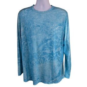 Realtree Fishing Mens Long Sleeve Shirt Blue Print Size L Nautical beach boat